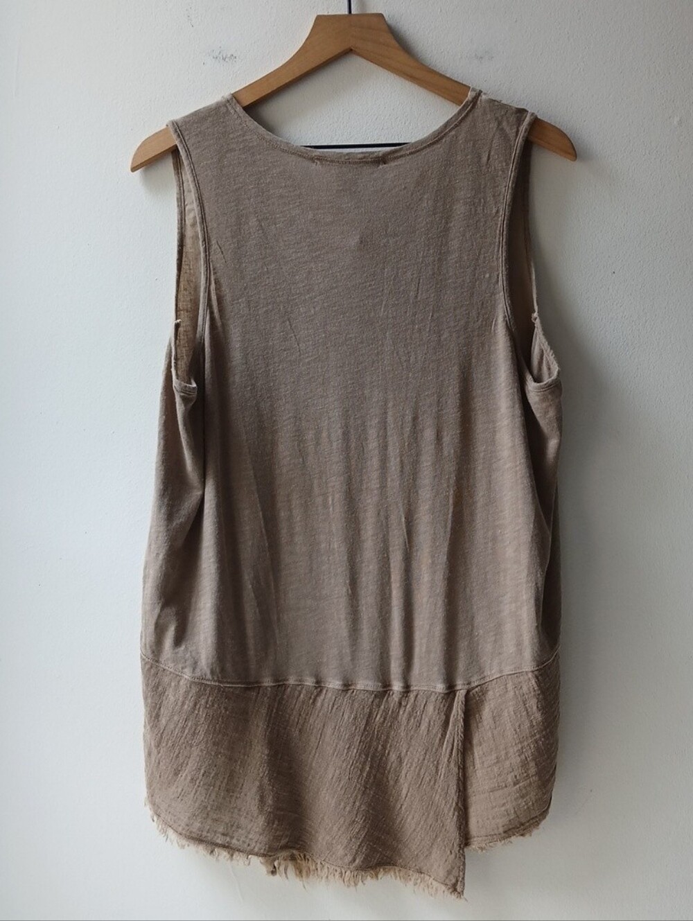 Wearables Linen Cotton V-Neck Sleeveless Tank Top Brown Women's Medium - Picture 3 of 5